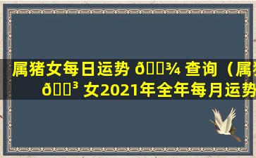 属猪女每日运势 🌾 查询（属猪 🌳 女2021年全年每月运势）